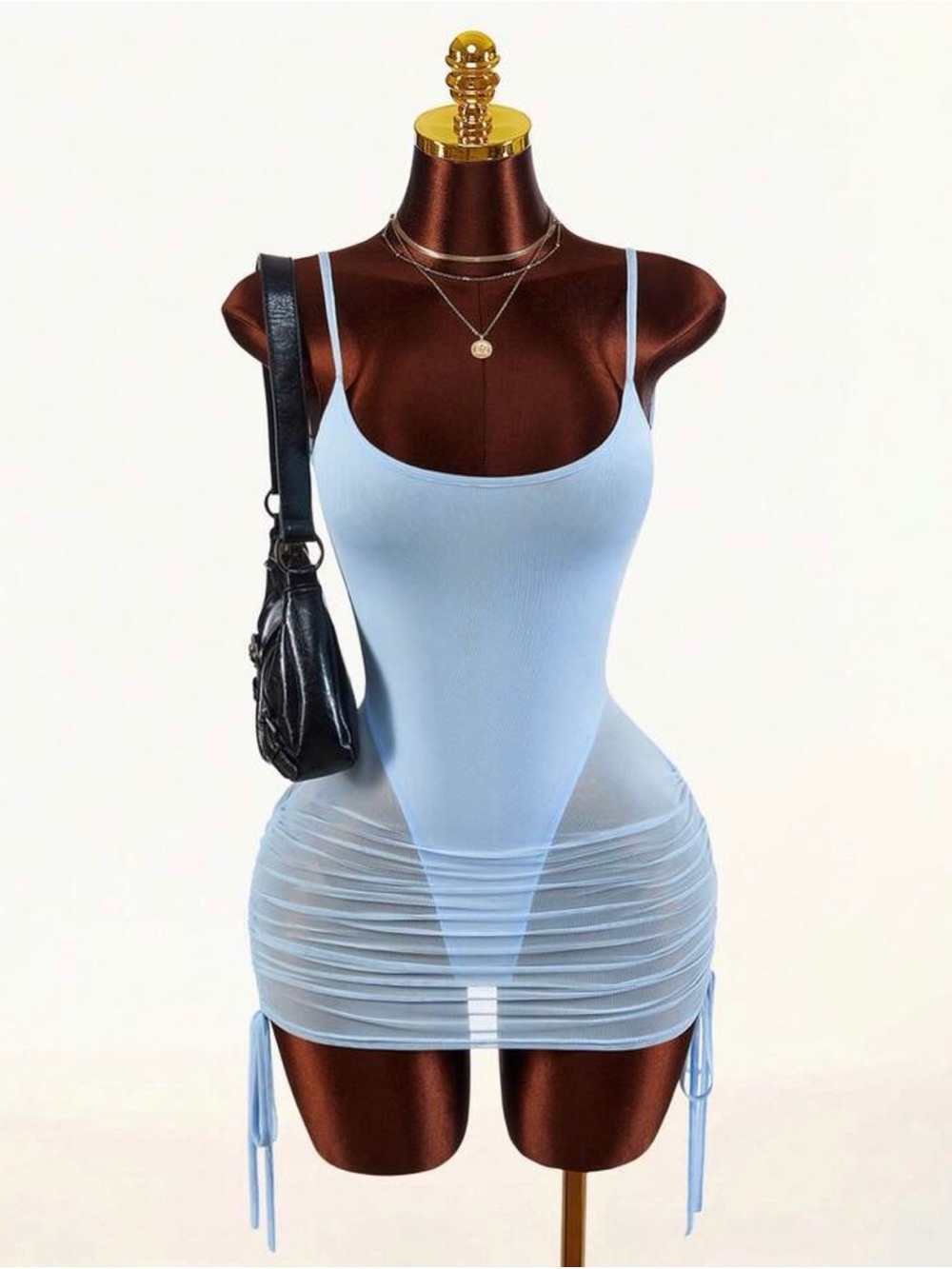 Baby blue bodysuit with attached Semi-Sheer
Basic Tight Bodycon Mini cinched - Picture 1 of 3